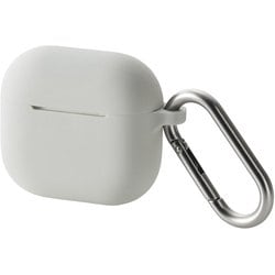 AirPods 4 ケース用 シリコン カバー MagSafe 充電対応 衝撃吸収 落下防止 カラビナ付 グレー AVA-AP06SCGY