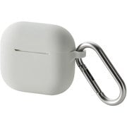 AirPods 4 ケース用 シリコン カバー MagSafe 充電対応 衝撃吸収 落下防止 カラビナ付 グレー AVA-AP06SCGY