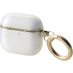 AirPods 4 ケース用 ソフト カバー MagSafe 充電対応 落下防止 カラビナ付 ＆me クリア×ゴールドライン AVA-AP06UCMCR
