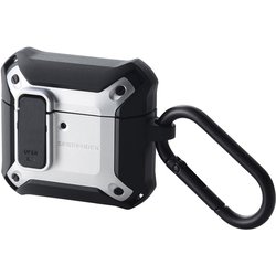 AirPods 4 ケース用 耐衝撃 カバー MagSafe 充電対応 衝撃吸収 フタ開閉ロック機能 落下防止 カラビナ付 ZEROSHOCK Lock シルバー AVA-AP06ZEROLSV