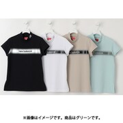 ゴルフシャツ レディース 円形配色ロゴライン 半袖 モックネックプルオーバー サイズ:2 グリーン 012-5166509-130-2