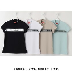 ゴルフシャツ レディース 円形配色ロゴライン 半袖 モックネックプルオーバー サイズ：3 グリーン 012-5166509-130-3
