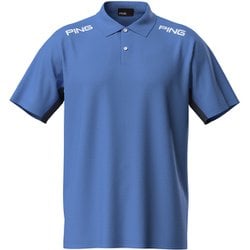 621-5160209-110-L [ゴルフ メンズ 25SS アドエルムメッシュカノコ半袖ポロシャツ Lサイズ ブルー]