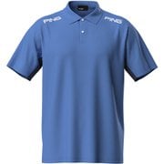 621-5160209-110-L [ゴルフ メンズ 25SS アドエルムメッシュカノコ半袖ポロシャツ Lサイズ ブルー]