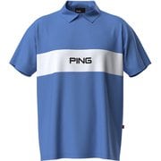 621-5160211-110-L [ゴルフ メンズ 25SS アドエルムメッシュカノコ半袖ポロシャツ Lサイズ ブルー]
