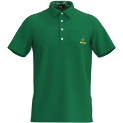621-5160213-140-L [ゴルフ メンズ 25SS ピンメッシュ半袖ポロシャツ Lサイズ グリーン]