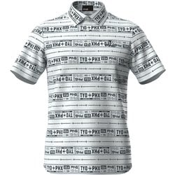 621-5160219-031-M [ゴルフ メンズ 25SS チケット柄ジャカード半袖ポロシャツ Mサイズ ホワイト×ネイビー]