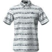 621-5160219-031-M [ゴルフ メンズ 25SS チケット柄ジャカード半袖ポロシャツ Mサイズ ホワイト×ネイビー]