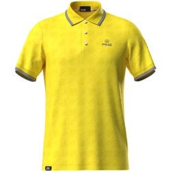 621-5160313-060-L [ゴルフ メンズ 25SS バイアスロゴジャカード半袖ポロシャツ Lサイズ イエロー]