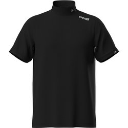 621-5167201-010-M [ゴルフ メンズ 25SS メッシュパネルジャカード半袖ハイネックシャツ Mサイズ ブラック]