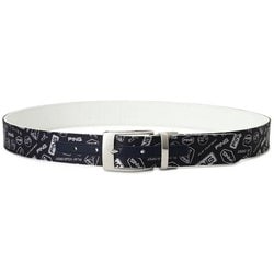621-5182111-120-FR [ゴルフ メンズ 25SS 総柄ジャカードリバーシブルベルト FRサイズ ネイビー]