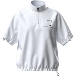 622-5167300-030-L [ゴルフ レディス 25SS 二重織半袖ハーフジップハイネックシャツ Lサイズ ホワイト]