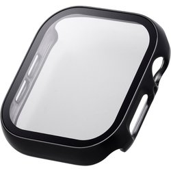 AW-24AFCGPBK [アップルウォッチ カバー Apple Watch Series 10 46mm フルカバーケース 強化ガラス 表面硬度10H 全面保護 メタリック ブラック]