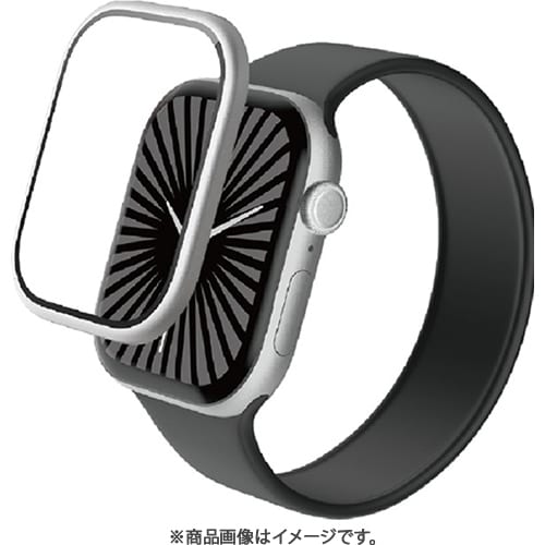 AW-24AFLGFALSV [アップルウォッチ ガラスフィルム Apple Watch Series 10 46mm対応 全面保護 表面硬度10H 高透明 フレーム付 気泡防止 シルバー]