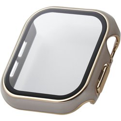 AW-24BFCGJGB [アップルウォッチ カバー Apple Watch Series 10 42mm フルカバーケース 強化ガラス 表面硬度10H 全面保護 メタリックライン ＆me グレージュ]