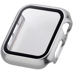 AW-23EFCGPSV [アップルウォッチ カバー Apple Watch SE （第2世代/第1世代）/Series 6/5/4 40mm フルカバーケース 強化ガラス 表面硬度10H 全面保護 メタリック シルバー]