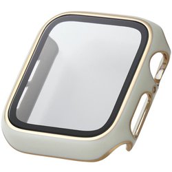 AW-23EFCGJWH [アップルウォッチ カバー Apple Watch SE （第2世代/第1世代）/Series 6/5/4 40mm フルカバーケース 強化ガラス 表面硬度10H 全面保護 メタリックライン ＆me ホワイト]