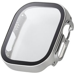 AW-23CFCGESV [アップルウォッチ カバー Apple Watch Ultra 2/Ultra 49mm フルカバーケース 強化ガラス 表面硬度10H 全面保護 防水 IPX7 シルバー]