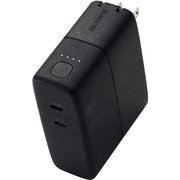 モバイルバッテリー コンセント一体型 5000mAh PD 最大67W 入力出力(USB Type-C×2) PSE適合 折りたたみプラグ ブラック DE-AC11-5000BK