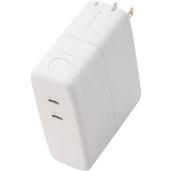 モバイルバッテリー コンセント一体型 5000mAh PD 最大67W 入力出力（USB Type-C×2） PSE適合 折りたたみプラグ ホワイト DE-AC11-5000WH