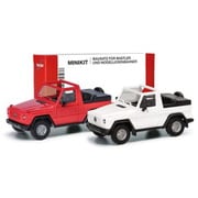 HE012744 1/87 ミニキット Puch G-クラス'89 ホワイト/レッド 2台セット [コレクションミニカー]