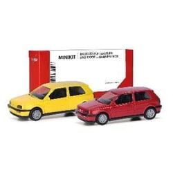 HE014014 1/87 ミニキット フォルクスワーゲン ゴルフ III VR6 イエロー/レッド 2台セット [コレクションミニカー]