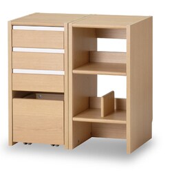 FIT IN DESK（フィットインデスク） Lenos（レノス） キャビネットシェルフ シェルフ 電動昇降デスク 天然木 電動スタンディングデスク 学習机 勉強机 ミルキーオーク ホワイト色 ナチュラル色 FDB-710MOWH