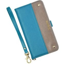 EL-F-53E-TG [らくらくスマートフォン F-53E用 ケース 手帳型 ツートン スマホケース エレガンテ Elegante ターコイズ・グレージュ]