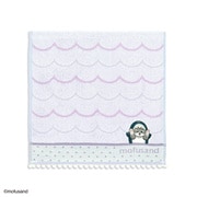 43-0220080 [モフサンド ぽんぽんサメにゃん 25cm×25cm パープル タオルハンカチ]