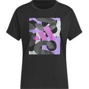 グラフィック半袖Tシャツ レディース ランニングウェア シャツ Black J/Mサイズ KQD83