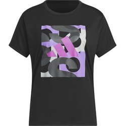 グラフィック半袖Tシャツ レディース ランニングウェア シャツ Black J/Sサイズ KQD83