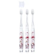TBCR5T [歯ブラシ ハローキティ ラブリーフラワー 園児用 3～5才 乳歯期 やわらかめ クリア 3本 奥まで磨きやすい 14.5cm]