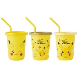タンブラー コップ ストロー付き ピカチュウ フェイス 23 320ml 3個 食洗機対応 積み重ねられる 直径9×高さ10.6cm 日本製 SIH3ST