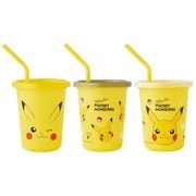 SIH3ST [タンブラー コップ ストロー付き ピカチュウ フェイス 23 320ml 3個 食洗機対応 積み重ねられる 直径9×高さ10.6cm 日本製]