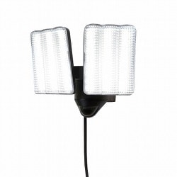 コンセント式LEDセンサーライト 2灯式 3000lm/防雨構造/屋内・屋外用 DLA-17T200