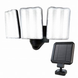 ソーラー充電式LEDセンサーライト 3灯式 2000lm/防雨構造/屋内・屋外用 DLS-17T300