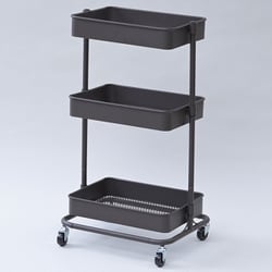 バスケットトローリー 追加カゴ 浅型 スリム用 キッチン 洗面所 収納 LBTL-3-DBR