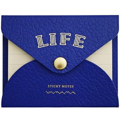 やまま文具×ライフ カバー付ふせん ブルー 横罫 YL04