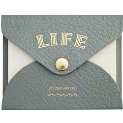 やまま文具×ライフ カバー付ふせん グレー 無地＋横罫 YL06