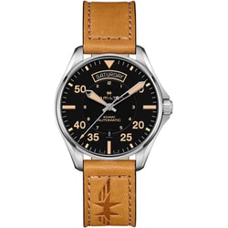 KHAKI AVIATION（カーキアビエーション） Day Date Auto（デイ デイト オート） メンズレザー 並行輸入品 2年保証 H64645531