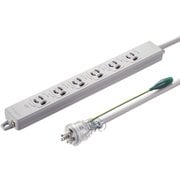 ポッキンプラグ付き 電源タップ 6個口 2P/3P差込両対応 3m 3P ライトグレー TAP-PP36-3