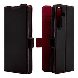 Galaxy S24 FE 手帳型 薄型 カード入れ スタンド機能 シンプル サイドマグネット ギャラクシー BK RD 8458GS24FBSMBKR