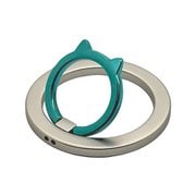 RMRNG02SVBL [猫型マグネットリング MagSafe対応 取り外し可能 スタンド 強力磁石 落下防止 シルバー×ブルー]