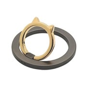 RMRNG02BKGD [猫型マグネットリング MagSafe対応 取り外し可能 スタンド 強力磁石 落下防止 ブラック×ゴールド]