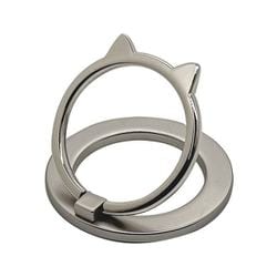RMRNG03SV [猫型マグネットリング MagSafe対応 取り外し可能 スタンド 強力磁石 落下防止 シルバー]