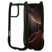 8479IP467PHPBK [iPhone16 Pro Max ハイブリッドケース 猫耳 猫 衝撃吸収 TPU＋PC かわいい MIL規格 ブラック]