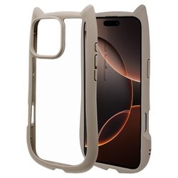 8480IP467PHPTA [iPhone16 Pro Max ハイブリッドケース 猫耳 猫 衝撃吸収 TPU＋PC かわいい MIL規格 トープ]