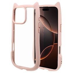 8481IP467PHPSPK [iPhone16 Pro Max ハイブリッドケース 猫耳 猫 衝撃吸収 TPU＋PC かわいい MIL規格 スモーキーピンク]