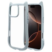 8482IP467PHPSBL [iPhone16 Pro Max ハイブリッドケース 猫耳 猫 衝撃吸収 TPU＋PC かわいい MIL規格 スモーキーブルー]