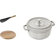 STAUB 50thアニバーサリーセット （ピコ・ココット・ラウンド20cmカンパニーニュ / マグネットトリベット23cm / マルチスプーン） IH対応 生涯保証・国内正規販売品 Z1031-970